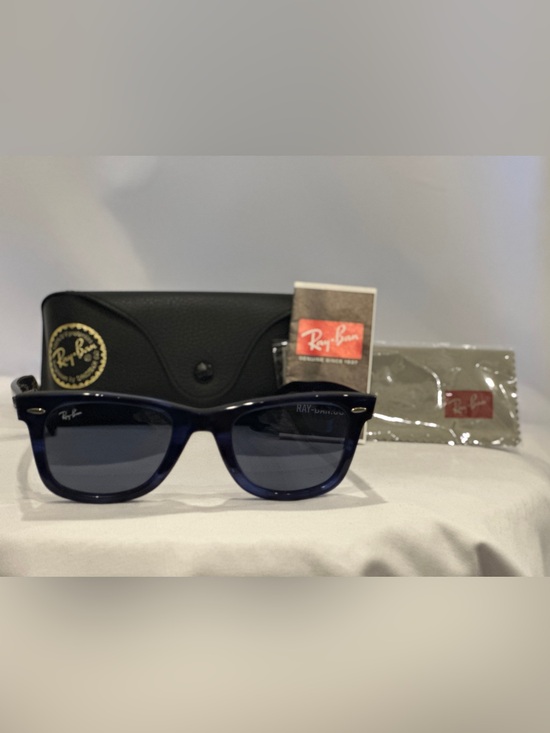 Ray-Ban RB2140 Wayfarer Navy Blue Marbled Frame Sunglasses NWT